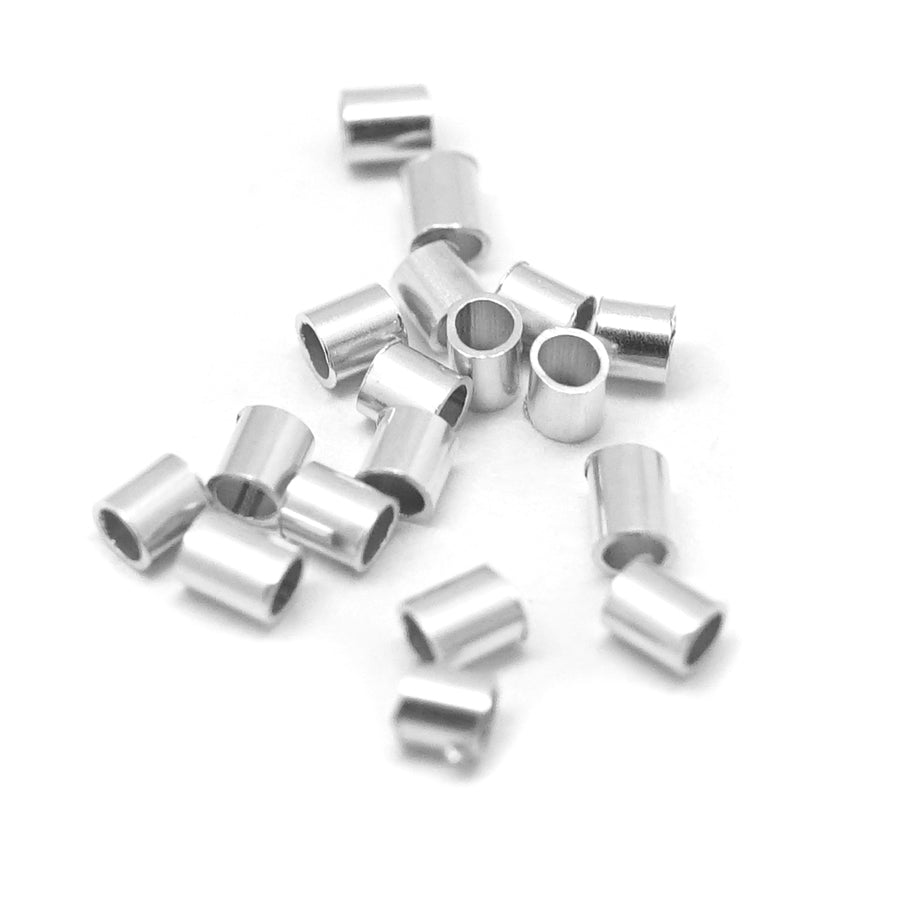 2x2mm Sterling Silver Crimp Tubes from Soft Flex - Goody Beads