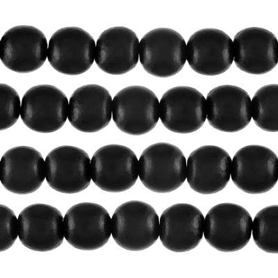 8mm Black Round Wood Beads - Goody Beads