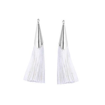 52mm Cream Tassel with Shiny Silver Cap - Goody Beads