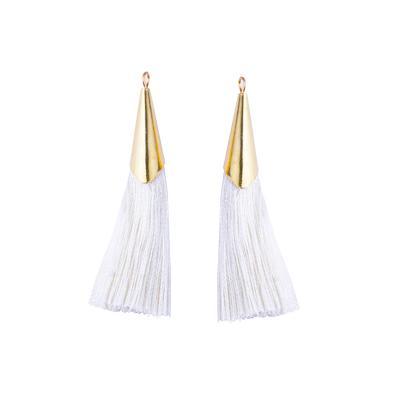 52mm Cream Tassel with Shiny Gold Cap - Goody Beads