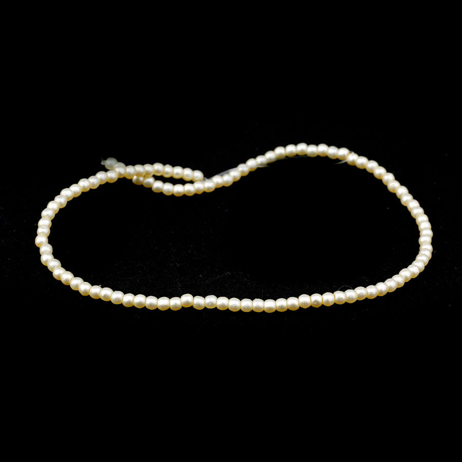 2mm Cream Czech Glass Pearls Strand - Goody Beads