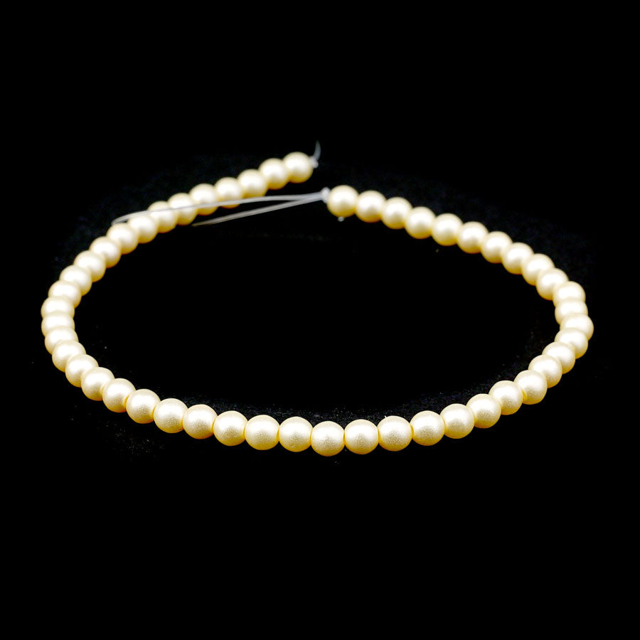 4mm Cream Czech Glass Pearls Strand - Goody Beads