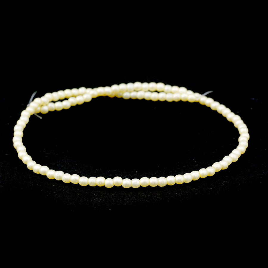 2mm Matte Cream Czech Glass Pearls Strand - Goody Beads