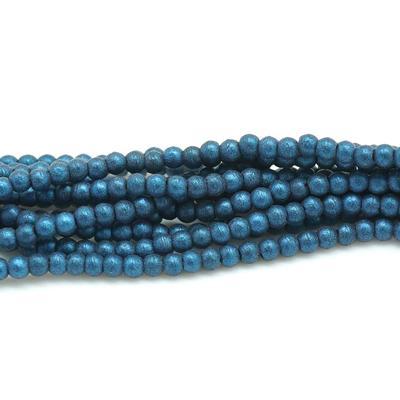 2mm Metallic Suede Blue Druk Czech Round Glass Beads - Goody Beads