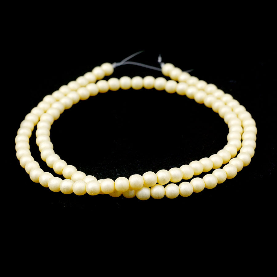 4mm Matte Cream Czech Glass Pearls Strand - Goody Beads