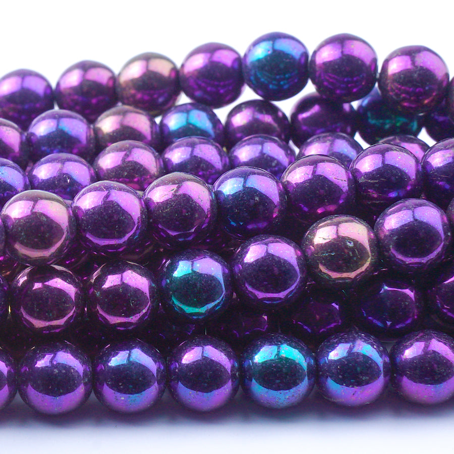 8mm Iris Purple Druk Czech Round Glass Beads - Goody Beads