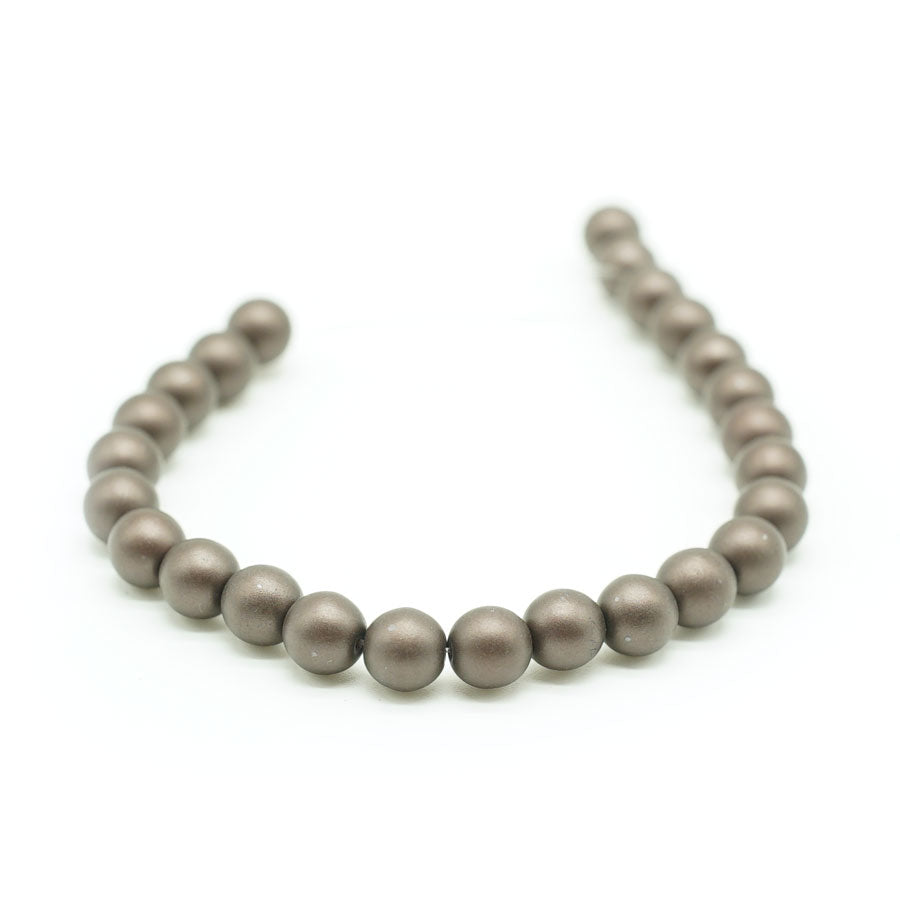 6mm Matte Bistre Czech Glass Pearls Strand - Goody Beads