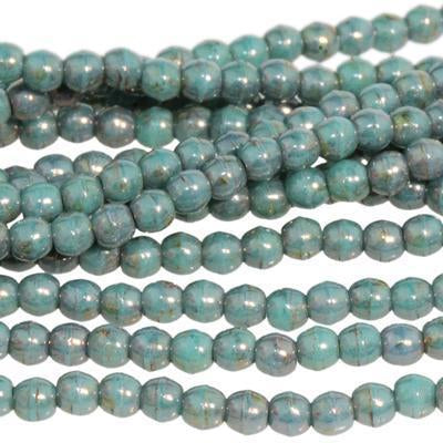 2mm Turquoise Bronze Picasso Druk Czech Glass Beads - Goody Beads