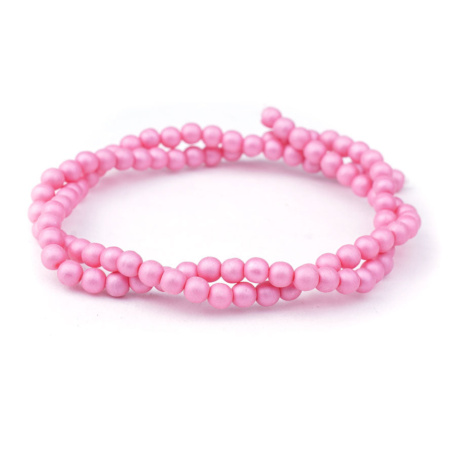 4mm Matte Flamingo Czech Glass Pearls Strand - Goody Beads