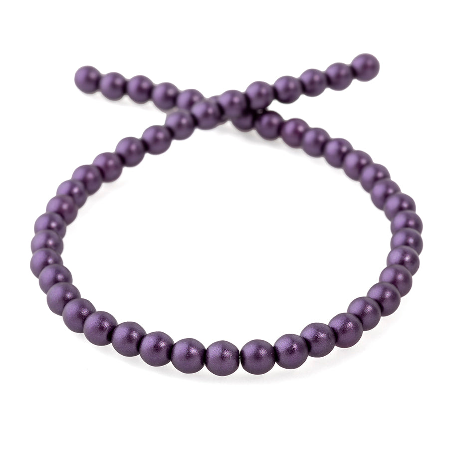 4mm Purple Velvet Czech Glass Pearls Strand