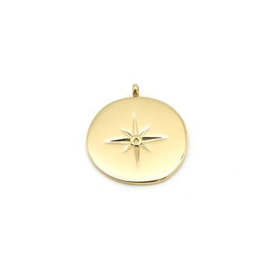 20.5mm Gold Plated Stainless Steel Round Starburst Charm - Goody Beads