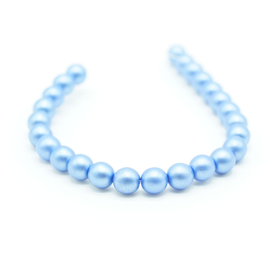 6mm Baby Blue Czech Glass Pearls Strand - Goody Beads