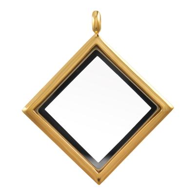 30mm Diamond Gold Stainless Steel Glass Locket