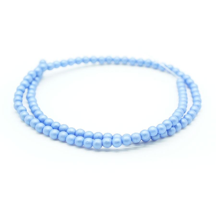 4mm Matte Baby Blue Czech Glass Pearls Strand - Goody Beads