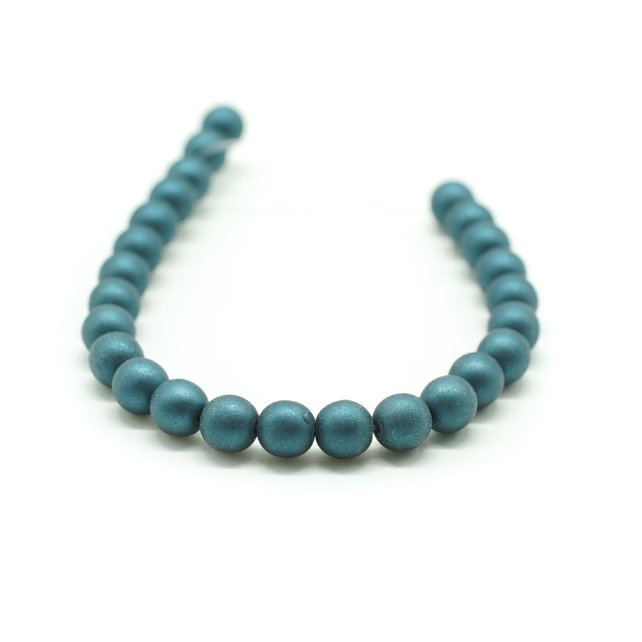 6mm Steel Blue Czech Glass Pearls Strand - Goody Beads