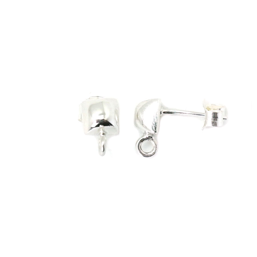 9mm Sterling Silver Faceted Cube Stud Earring with Loop by Nina Designs