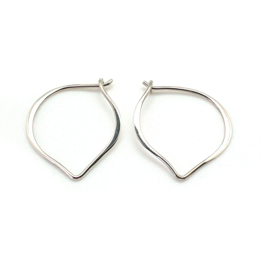 Sterling Silver Small Flat Lotus Petal Hoop Earring by Nina Designs