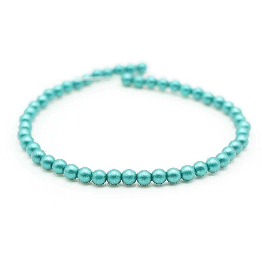 4mm Teal Czech Glass Pearls Strand - Goody Beads