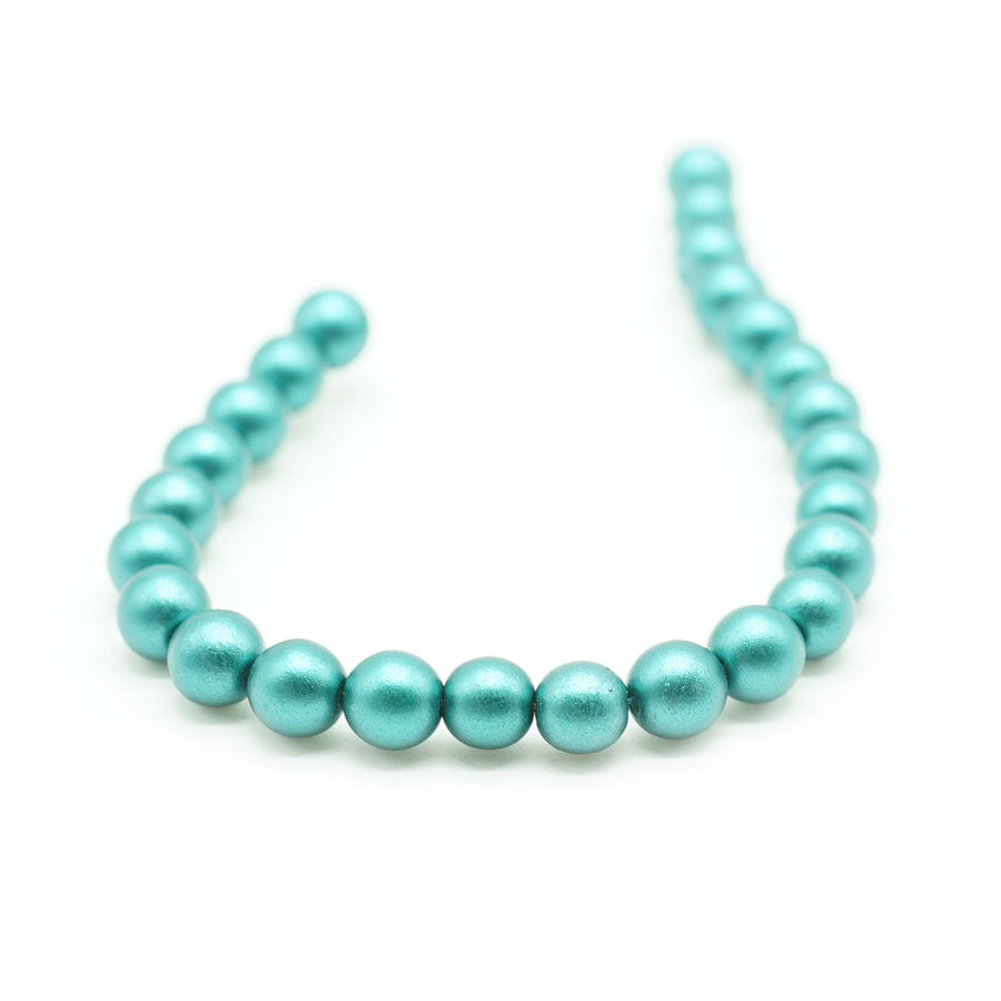 6mm Teal Czech Glass Pearls Strand - Goody Beads