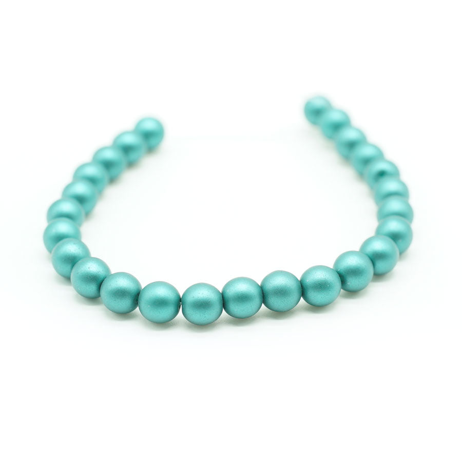 6mm Matte Teal Czech Glass Pearls Strand - Goody Beads