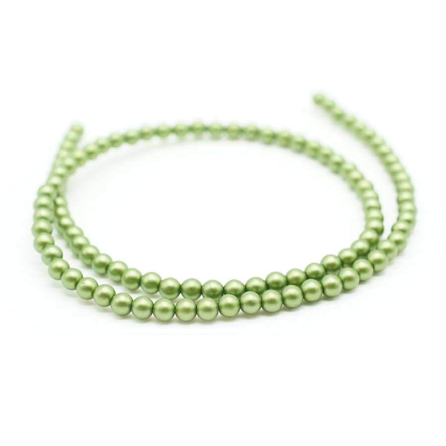 4mm Olive Czech Glass Pearls Strand - Goody Beads