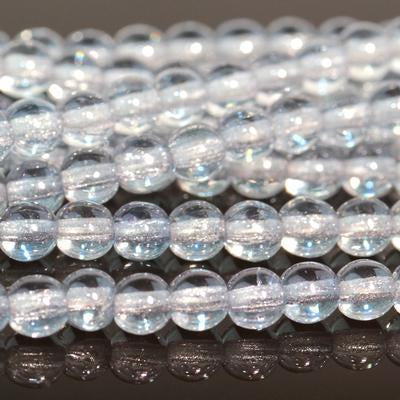 4mm Luster Transparent Blue Druk Czech Glass Beads - Goody Beads