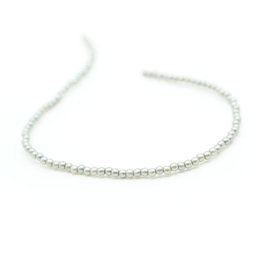 2mm Silver Czech Glass Pearls Strand - Goody Beads