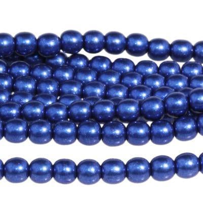 4mm Saturated Metallic Lapis Druk Czech Glass Beads - Goody Beads