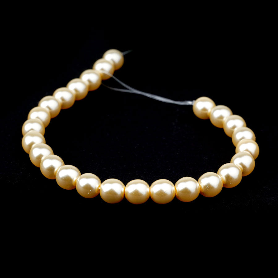 6mm Vanilla Pearl Coated Czech Glass Pearls Strand - Goody Beads