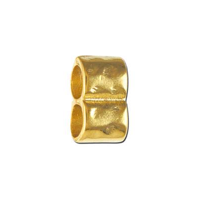 Gold Double Hammered Slider Bead for 5mm Round Leather - Goody Beads