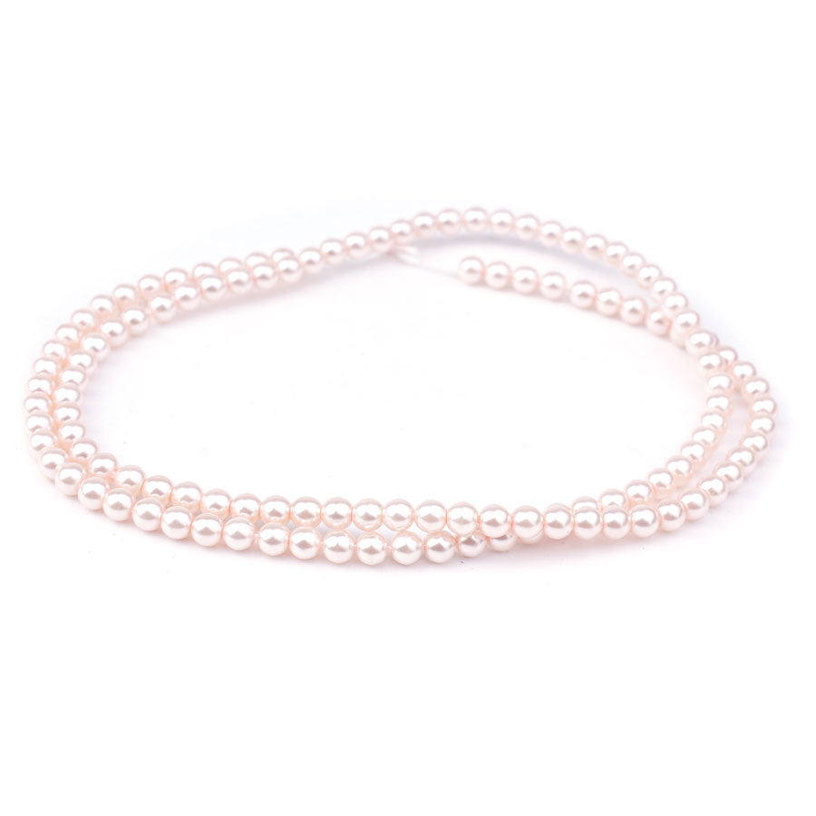 4mm Soft Pink Pearl Coated Czech Glass Pearls Strand - Goody Beads