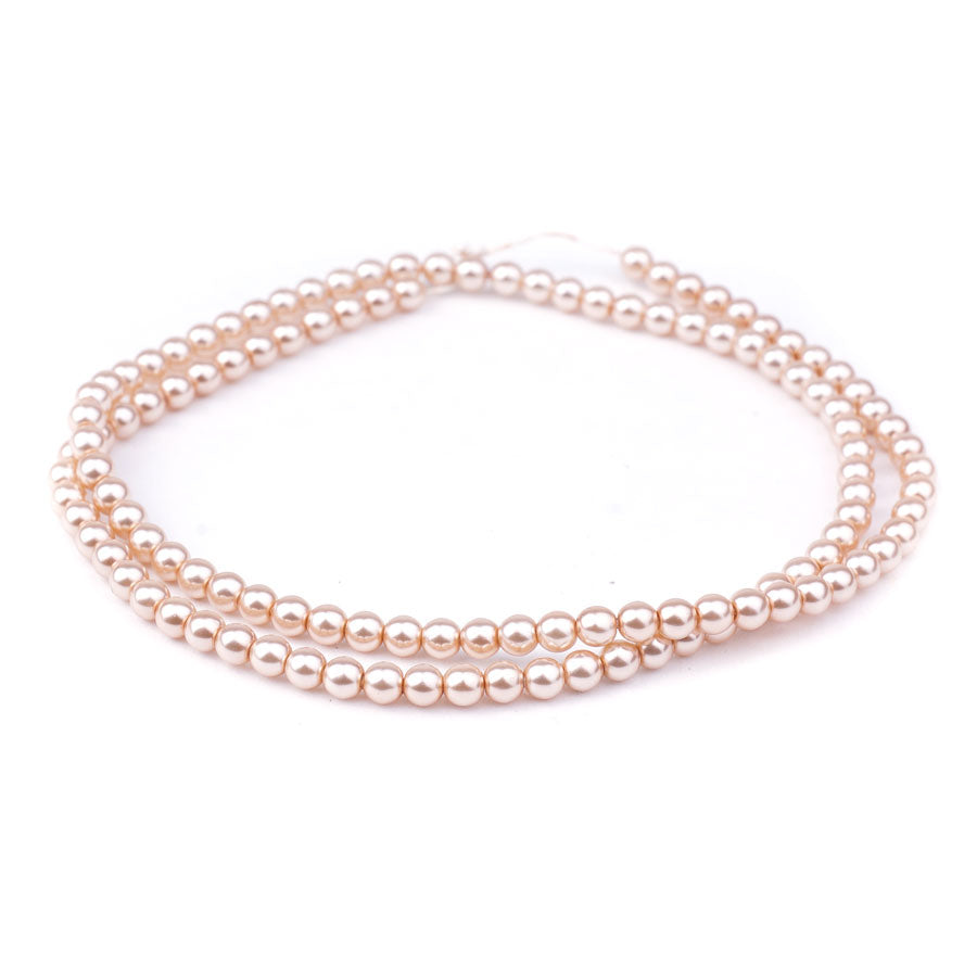 4mm Pink Rose Pearl Coated Czech Glass Pearls Strand - Goody Beads