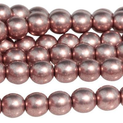 6mm Saturated Metallic Pale Dogwood Druk Czech Glass Beads - Goody Beads