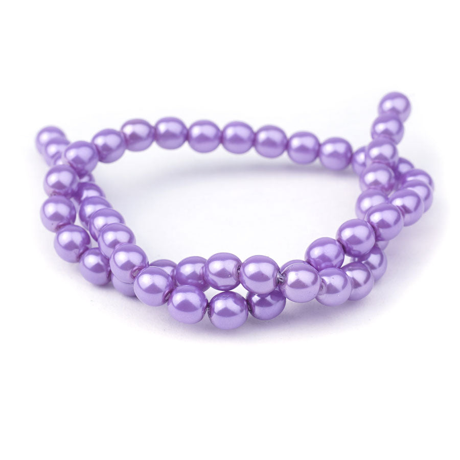 6mm Lilac Pearl Coated Czech Glass Pearls Strand - Goody Beads