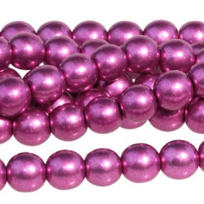 6mm Saturated Metallic Pink Yarrow Druk Czech Glass Beads - Goody Beads