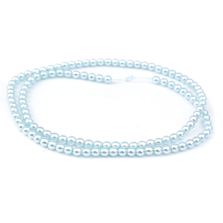 4mm Baby Blue Pearl Coated Czech Glass Pearls Strand - Goody Beads