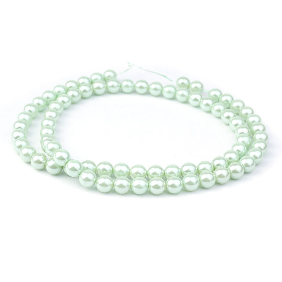 8mm Mint Pearl Coated Czech Glass Pearls Strand - Goody Beads