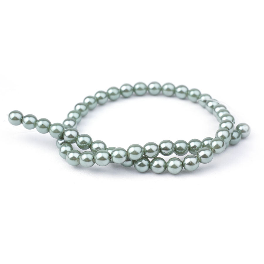 6mm Sage Pearl Coated Czech Glass Pearls Strand - Goody Beads