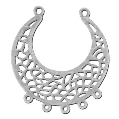 35mm Antique Silver Crescent Shaped Filigree Pewter Link - Goody Beads