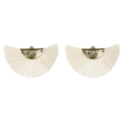 27x47mm Ivory Flat Half Circle Fan Tassel with Gold - Goody Beads