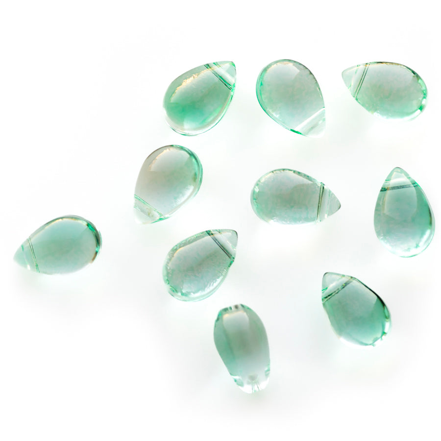 9mm Drop Glass Beads - Icy Blue