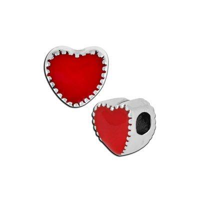 Petite Red Enamel Heart Bead - Interchangeable - Goody Beads