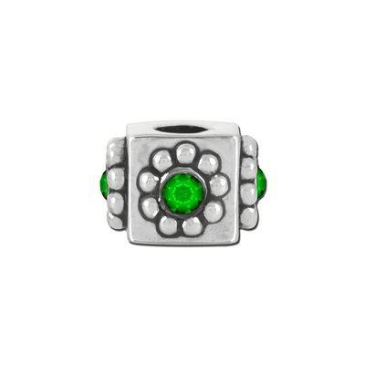 Emerald Rhinestone Cube Bead for 2mm Leather - Goody Beads