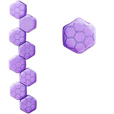 6.5mm Silk Laser Silk Violet Core 2-Hole Honeycomb Shaped Czech Glass Beads - Goody Beads