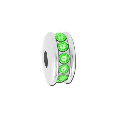 Peridot Rhinestone Channel Set Bead for 2mm Leather - Goody Beads