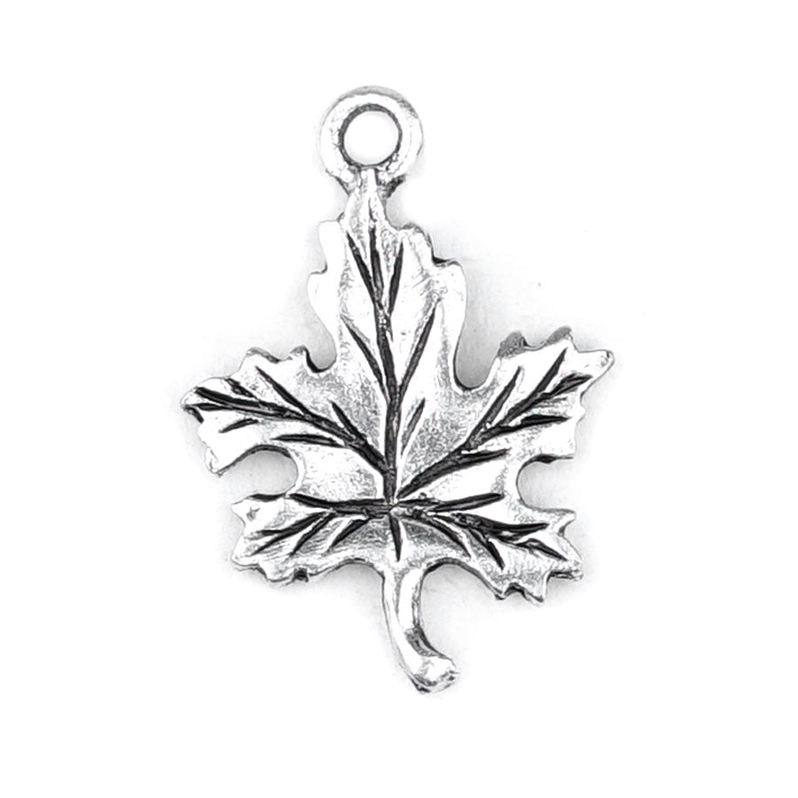 24mm Antique Silver Maple Leaf Pewter Charm - Goody Beads