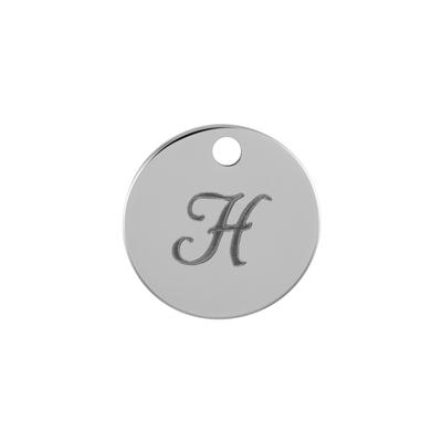 13mm Silver Alphabet Letter Charm - H - Goody Beads