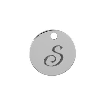 13mm Silver Alphabet Letter Charm - S - Goody Beads