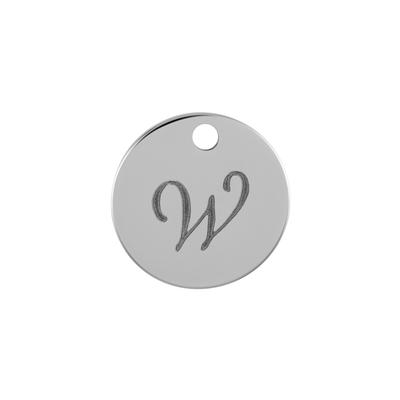 13mm Silver Alphabet Letter Charm - W - Goody Beads