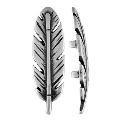 10mm Antique Silver Feather Spacer for Flat Leather - Goody Beads